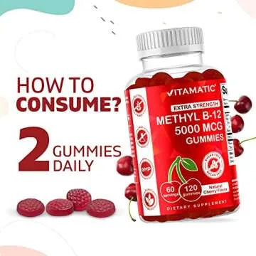 Natural Cherry Flavored Vitamin B12 Gummies for Energy
