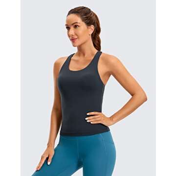 CRZ YOGA Butterluxe Workout Tank Tops for Women Built in Shelf Bras Padded - Racerback Athletic Span...