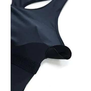 CRZ YOGA Butterluxe Workout Tank Tops for Women Built in Shelf Bras Padded - Racerback Athletic Spandex Yoga Camisole True Navy Small