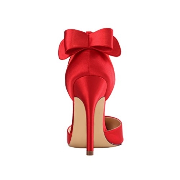 ERIJUNOR E1966A Elegant High Heel Satin Shoes Red Size 8