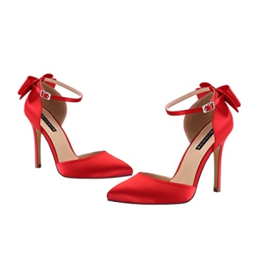 ERIJUNOR E1966A Elegant High Heel Satin Shoes Red Size 8