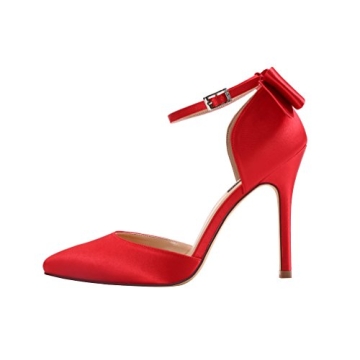 ERIJUNOR E1966A Elegant High Heel Satin Shoes Red Size 8