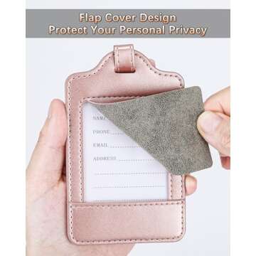 Teskyer Luggage Tags, 3 Pack Premium PU Leather Luggage Tags Privacy Protection Travel Bag Labels Su...