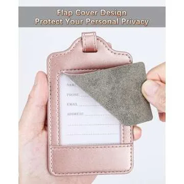 Teskyer Luggage Tags, 3 Pack Premium PU Leather Luggage Tags Privacy Protection Travel Bag Labels Su...