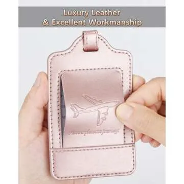 Teskyer Luggage Tags, 3 Pack Premium PU Leather Luggage Tags Privacy Protection Travel Bag Labels Suitcase Tags