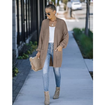 Stylish MEROKEETY Women's Chunky Knit Sweater Cardigan