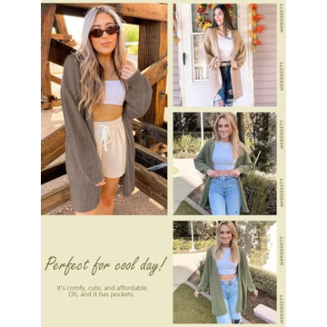 Stylish MEROKEETY Women's Chunky Knit Sweater Cardigan