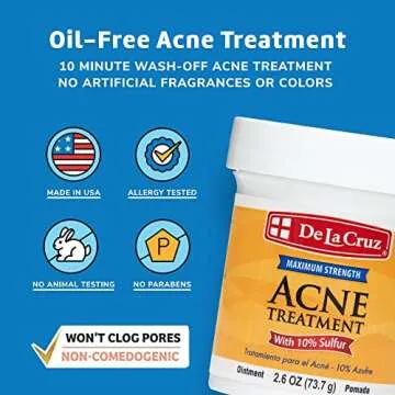 De La Cruz Sulfur Ointment 10% - Advanced Cystic Acne Spot Treatment 3 Pack - Gentle Yet Effective D...