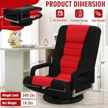 Buymoth Adjustable Swivel Floor Gaming Chair for Comfort