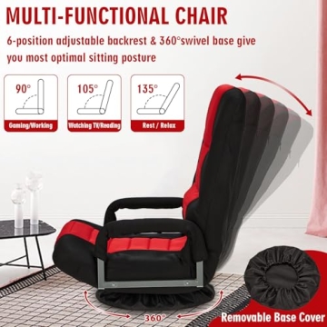 Buymoth Adjustable Swivel Floor Gaming Chair for Comfort