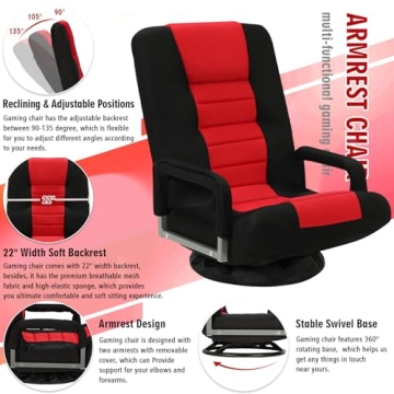 Buymoth Adjustable Swivel Floor Gaming Chair for Comfort
