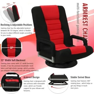Buymoth Adjustable Swivel Floor Gaming Chair for Comfort