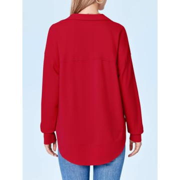 Fisoew Women's Lightweight V Neck Pullover Tops for Casual Style