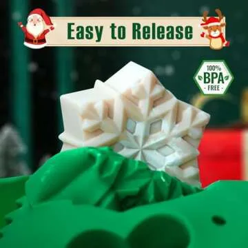 HKNMTT Large Christmas Silicone Molds for Baking Cake Muffins Oven Safe Freezing Soap Candle Cocoa Bomb Food Grade Tray, Deep Snowflake Xmas Tree Santa Gingerbread Gift Bell 6 Holiday Shapes Mould