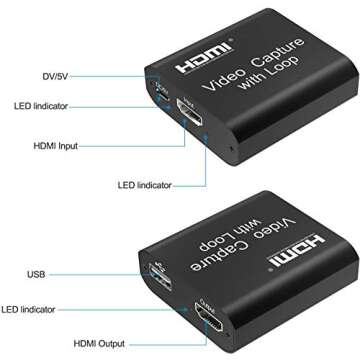 DIGITNOW Video Capture Card 4K HDMI Video Capture Device with Loop Out, Full HD 1080P Game Capture V...