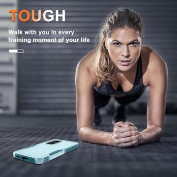 RMOCR Case for Samsung Galaxy S25 Plus, Full Body Heavy Duty Rugged Shockproof Protective Phone Cover with Lanyard Strap, Tempered Glass Screen Protector and Camera Lens Cover, Mint Green