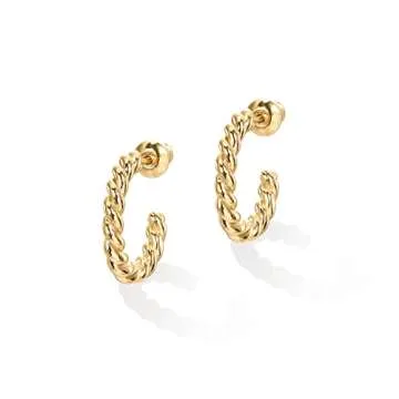 PAVOI 14K Gold Twisted Hoop Earrings for Stylish Women