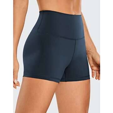 CRZ YOGA Women's Naked Feeling Biker Shorts - 3 Inches High Waisted Yoga Workout Running Spandex True Navy Small