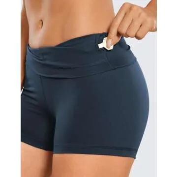 CRZ YOGA Women's Naked Feeling Biker Shorts - 3 Inches High Waisted Yoga Workout Running Spandex True Navy Small