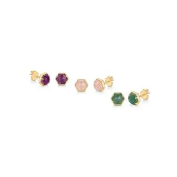 Shop PAVOI Hexagon Rose Quartz Stud Earrings for Women