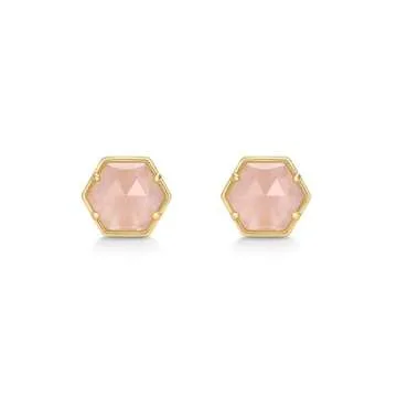 Shop PAVOI Hexagon Rose Quartz Stud Earrings for Women
