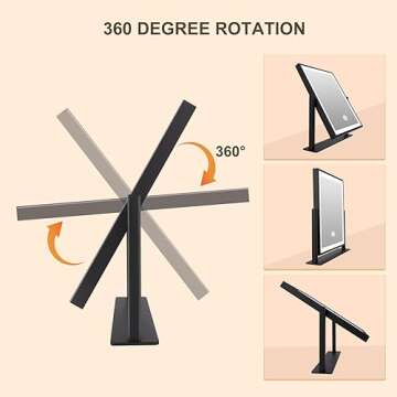 Makeup Mirror with Lights, Fashion Lighted Vanity Mirror with Dimmable Light, Smart Control, Adjustable Warm White/Natural/Daylight, Birthday Wedding Present, 360°Rotation (Black, 12 inch)