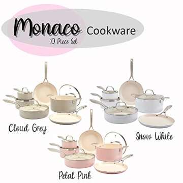 Denmark Tools For Cooks 10-Piece Monaco Nonstick Aluminum Cookware Set, Snow White