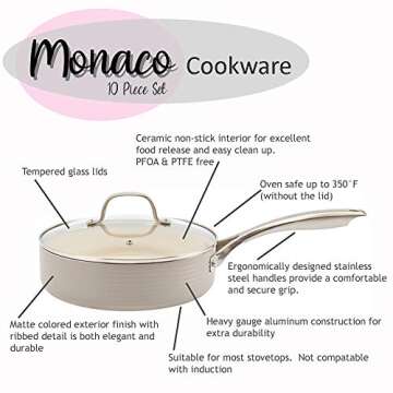 Denmark Nonstick 10-Piece Cookware Set in Snow White