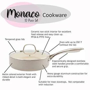 Denmark Nonstick 10-Piece Cookware Set in Snow White