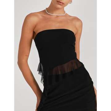 Stylish Black Strapless Tube Top & Skirt Set for Women