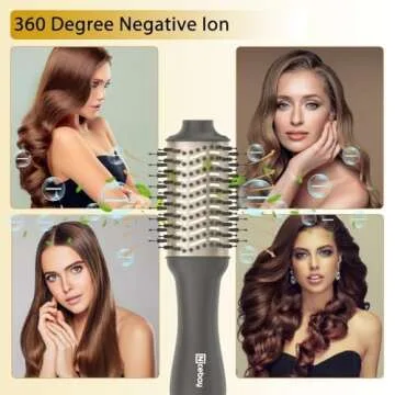 Nicebay Hair Dryer Brush, Hot Tools Blow Dryer Brush for Women, One Step Blowout Brush with Display Screen, Oval Ceramic Barrel, Negative Ion