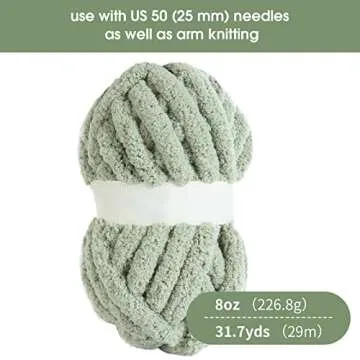 HOMBYS Sage Green Chunky Chenille Yarn for Crocheting, Cozy, Soft, Versatile 8 Jumbo Pack