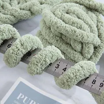 HOMBYS Sage Green Chunky Chenille Yarn for Crafting