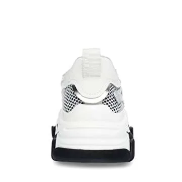 Steve Madden womens Possession Sneaker, White/Silver, 6 US