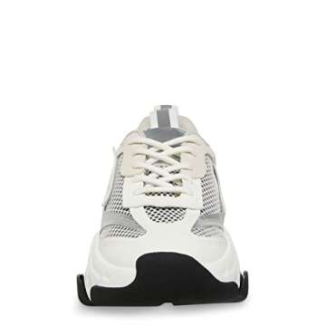 Steve Madden womens Possession Sneaker, White/Silver, 6 US