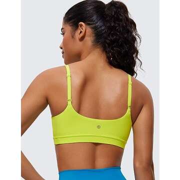 CRZ YOGA Women’s Butterluxe Adjustable Spaghetti Strap Sports Bra for Yoga - Neon Yellow