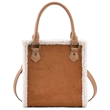 Mudono Women's Small Suede Tote Bag with Detachable Strap