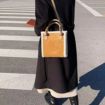 Mudono Women's Small Suede Tote Bag with Detachable Strap