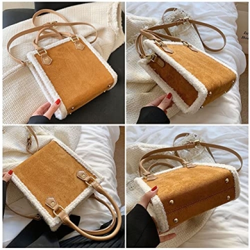 Mudono Women's Small Suede Tote Bag with Detachable Strap