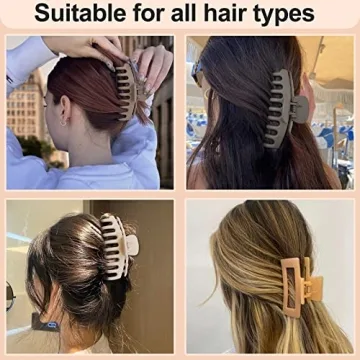 Stylish 8 Pack Claw Clips for All Hair Types - Durable & Chic