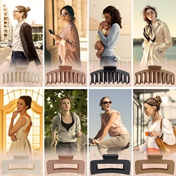 Stylish 8 Pack Claw Clips for All Hair Types - Durable & Chic