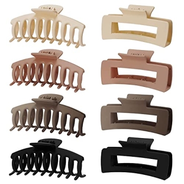 Stylish 8 Pack Claw Clips for All Hair Types - Durable & Chic