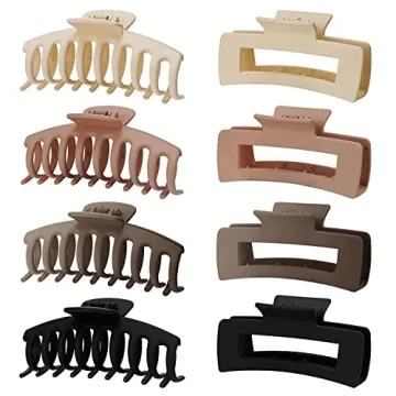 Stylish 8 Pack Claw Clips for All Hair Types - Durable & Chic