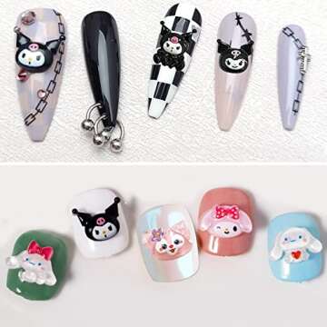 60PCS Kawaii Nail Charms 3D Slime Nail Art Charms Flatback Resin Cartoon Cute Animal Jelly Charms for Nail Art Decorations Supplies (C)