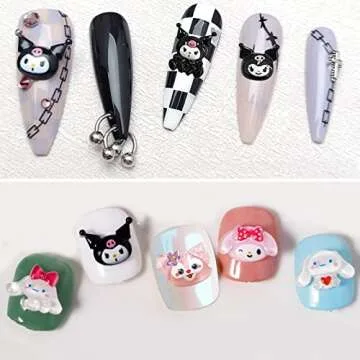 60PCS Kawaii Nail Charms 3D Slime Nail Art Charms Flatback Resin Cartoon Cute Animal Jelly Charms for Nail Art Decorations Supplies (C)