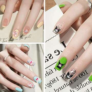 60PCS Kawaii Nail Charms 3D Slime Nail Art Charms Flatback Resin Cartoon Cute Animal Jelly Charms for Nail Art Decorations Supplies (C)