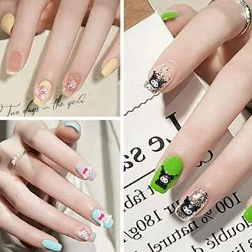 60PCS Kawaii Nail Charms 3D Slime Nail Art Charms Flatback Resin Cartoon Cute Animal Jelly Charms for Nail Art Decorations Supplies (C)