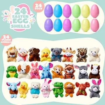 JOYIN 24 Pack Prefilled Easter Eggs of Mini Stuffed Animal Plush Toys Baster Stuffer Filler for Kids...