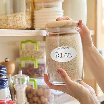 L LIKED 240 Stickers Dissolvable Food Labels for Containers 1 1/2" x 2 1/2" Canning Labels for Jars (Roll of 120) (2 Rolls)