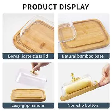 Elegant BTWD Glass Butter Dish for Countertop Storage